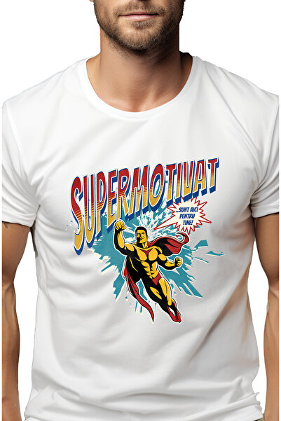 StoryGift Romania Tricou Barbati Super Motivat Supererou Sunt Aici Pentru Tin...