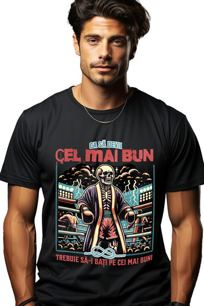 StoryGift Romania Tricou Barbati Schelete Uman In Ring De Box Sport Periculos...