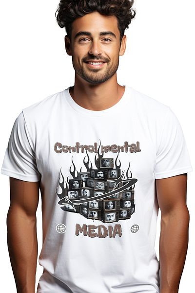 StoryGift Romania Men's T-Shirt Televisions Vintige Illusion Mind Control. Media With Front Print, 100% Stg