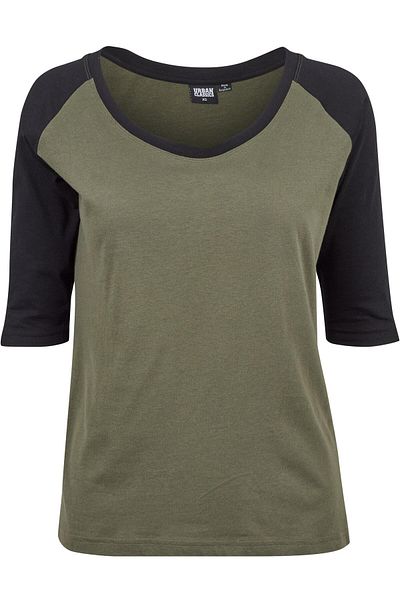 Urban Classics Damen Ladies 3/4 Contrast Raglan Tee