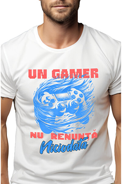 StoryGift Romania Tricou Barbati Maneta Joc Video Un Gamer Nu Renunta Nicioda...