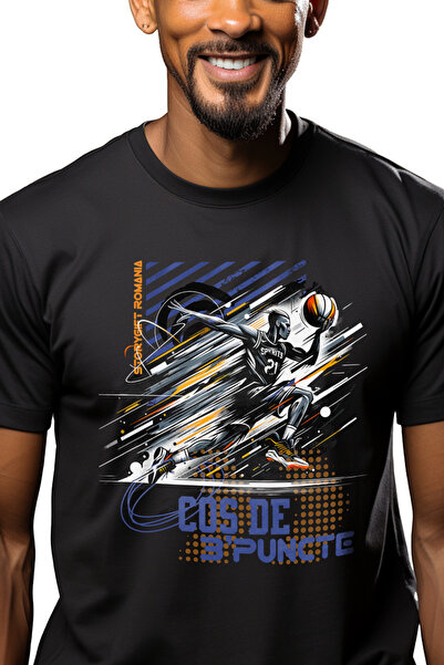 StoryGift Romania Tricou Barbati Jucator De Baschet Alergand Text Cos De 3 Pu...