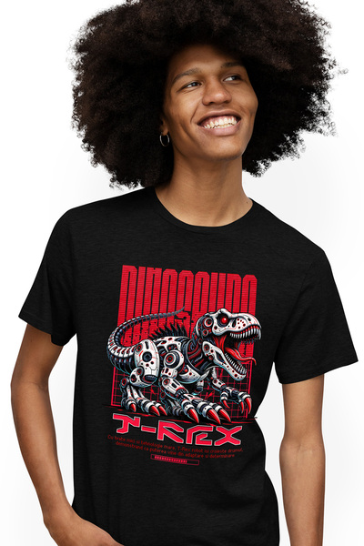 StoryGift Romania Tricou Barbati Dinozaur T-rex Robot In Actiune Cu Imprimeu ...