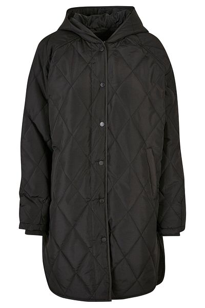 Urban Classics Damen Oversized-Mantel mit Rautensteppung und Kapuze