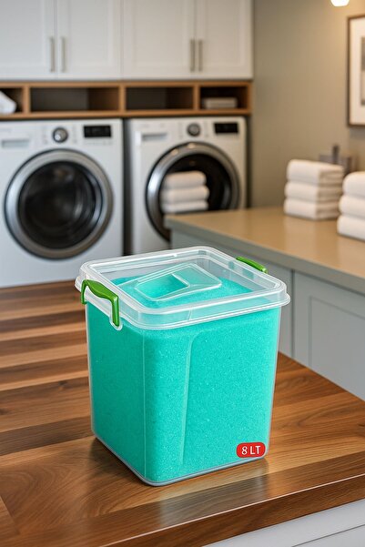 Open Home Concept 8 L Mega Size 2-Piece Detergent Storage Set - Tablet Box with Lock Lid Transparent