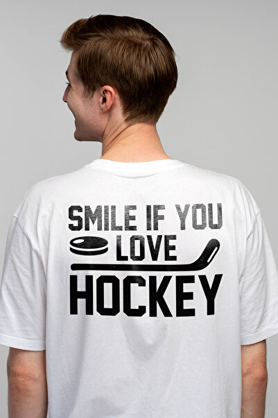 StoryGift Romania Tricou Barbati Cu Mesajul "smile If You Love Hockey" - Zamb...