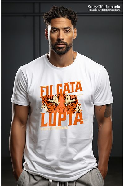 StoryGift Romania Men's T-Shirt Tiger Eyes, Be Ready To Fight, Dangerous Warrior Animal With Pstg Print