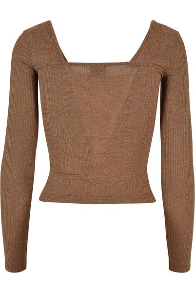 Urban Classics Damen Ladies Rib Squared Neckline Longsleeve