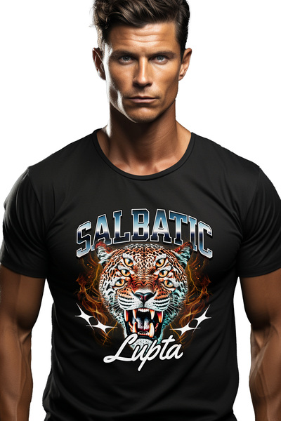 StoryGift Romania Tricou Barbati Leopard Salbatic Cu 6 Ochi - Lupta Cu Imprim...