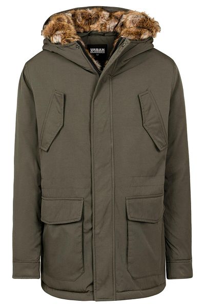 Urban Classics Herren Hooded Faux Fur Parka