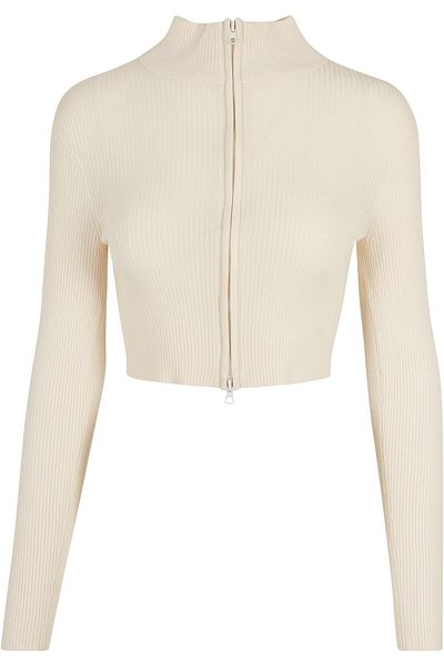 Urban Classics Damen Ladies Cropped Rib Knit Zip Cardigan