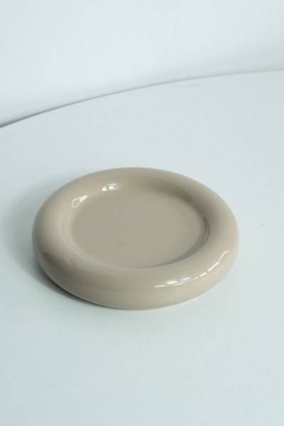 Beige & Stone Ceramic Small Size Shiny Beige Donut Dessert Plate