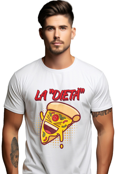 StoryGift Romania Tricou Barbati Felie De Pizza Vesela Text Haios La Dieta Fa...