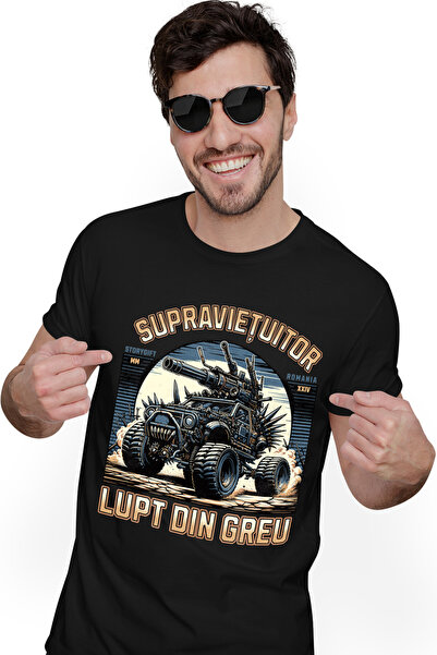 StoryGift Romania Tricou Barbati Supravietuitor Lupta Din Greu Tanc Mesaj Mot...