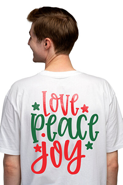 StoryGift Romania Tricou Barbati Cu Mesajul Motivational Love Peace Joy, Crac...