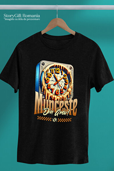 StoryGift Romania Men's T-Shirt Timoul Passes Motivational Text Work Hard! With Print On The Front, 100% Stg