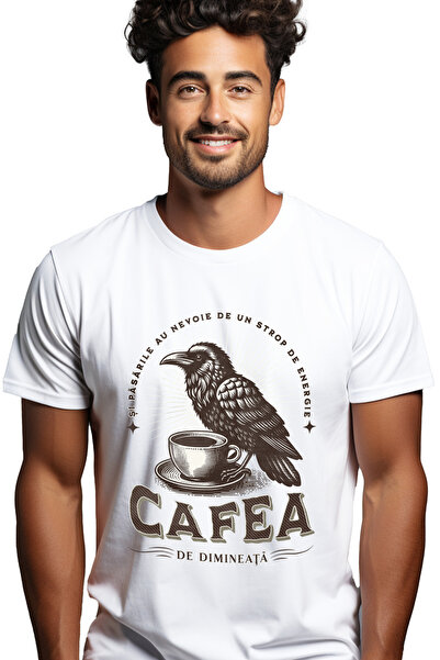 StoryGift Romania Tricou Barbati Si Pasarile Au Nevoie De Energie Cafea Cu Im...