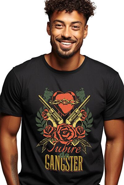 StoryGift Romania Tricou Barbati Iubire De Gangster Pistoale Inima Trandafiri...