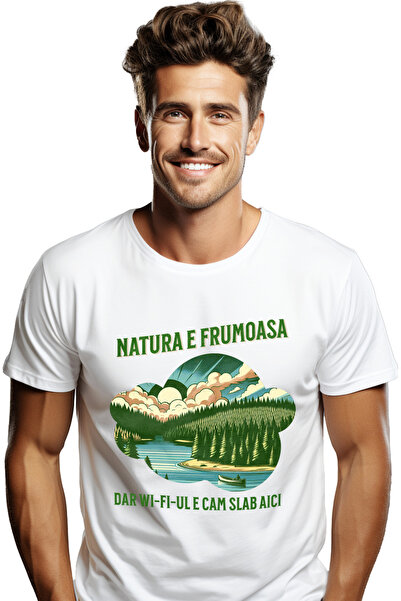 StoryGift Romania Tricou Barbati Mesaj Haios Natura E Frumoasa Dar Wi-fi Cam ...