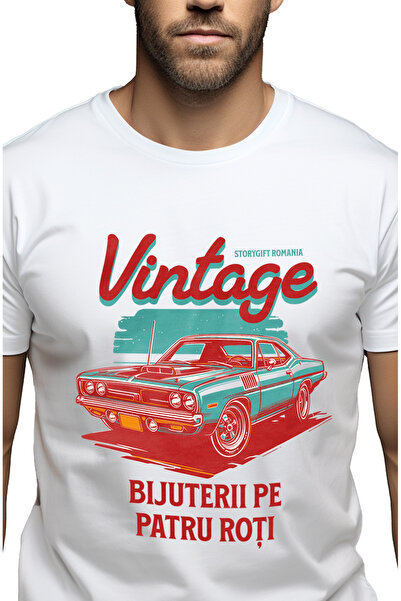 StoryGift Romania Tricou Barbati Masina Vintige Bijuterie Pe Patru Roti Motor...
