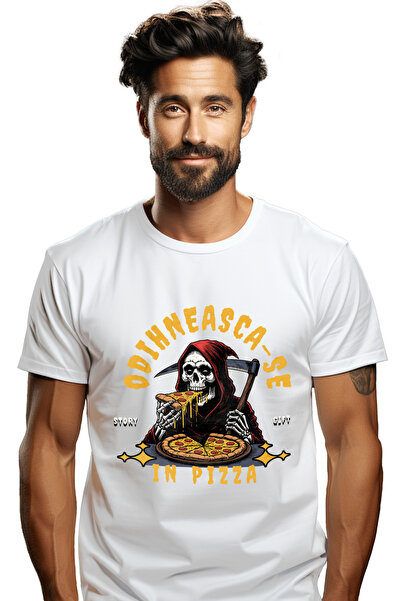StoryGift Romania Tricou Barbati Moartea Cu Coasa Mancand Text Odihneasca-se ...