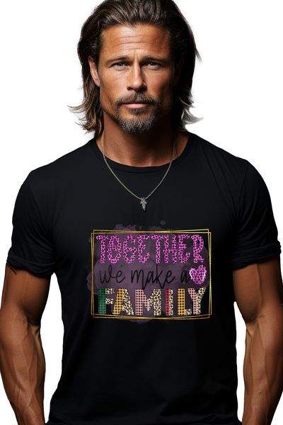 StoryGift Romania Tricou Barbati Cu Mesajul "together We Make A Family", Ilus...