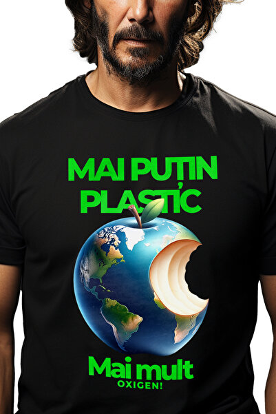 StoryGift Romania Tricou Barbati Mai Putin Plastic Mai Mult Oxigen Poluare Cu...