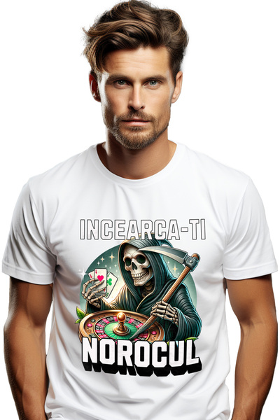 StoryGift Romania Tricou Barbati Moartea Cu Coasa, Joc De Noroc, Haios Cu Imp...