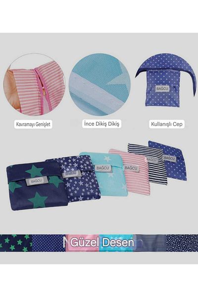 RM 6 Pcs Foldable Grocery Market Beach Pocket Carry Bag Shopping Washable Eco-Friendly Polyester
