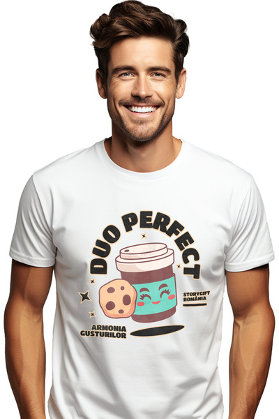 StoryGift Romania Tricou Barbati Duo Perfect Energie Cafea Si Prajitura Cu Im...