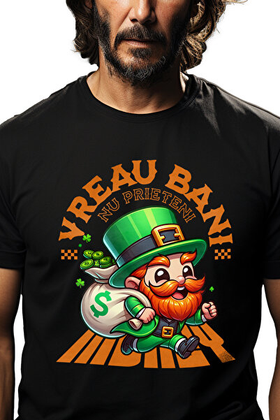 StoryGift Romania Tricou Barbati Spiridus Cu Sac De Bani Text Bani Nu Prieten...