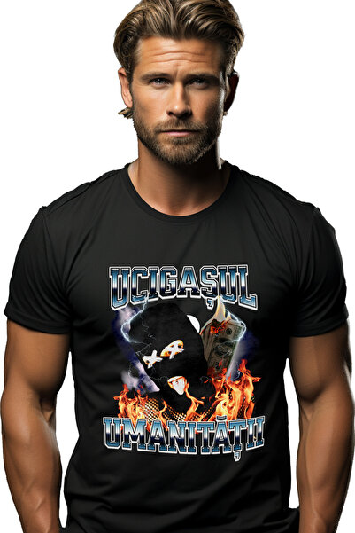 StoryGift Romania Tricou Barbati Ucigasul Umanitatii Om Cu Masca In Flacari C...