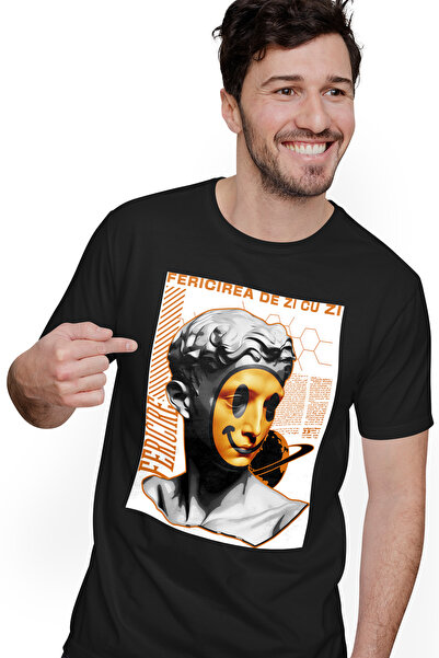 StoryGift Romania Ανδρικό T-Shirt Καθημερινή Ευτυχία - Μάσκα Προσώπου με Στάμ...