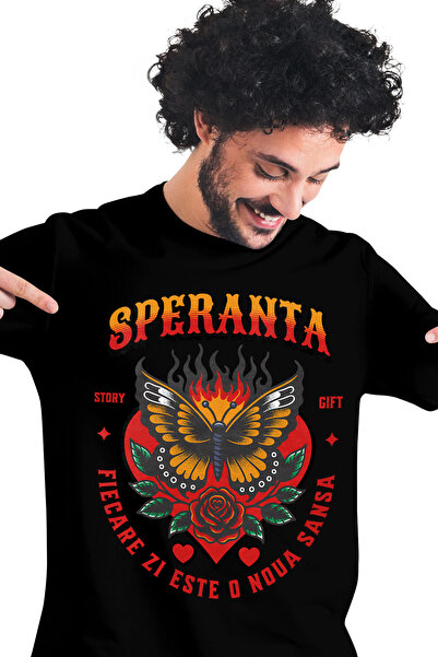 StoryGift Romania Tricou Barbati Fluture - Speranta, Fiecare Zi Este O Noua S...