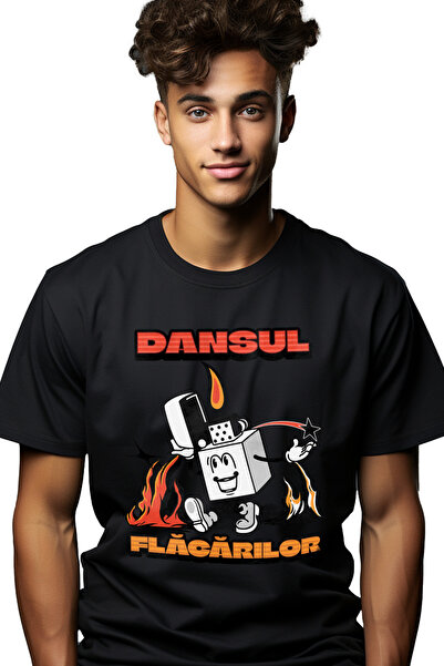 StoryGift Romania Tricou Barbati Dansul Flacarilor Bricheta Vesela Cu Imprime...