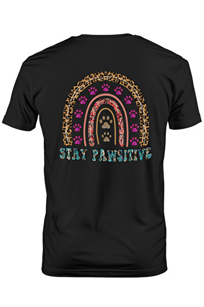 StoryGift Romania Tricou Barbati Cu Mesajul "stay Pawsitive", Caine, Animal D...