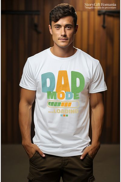 StoryGift Romania Personalized Men's T-Shirt For Dads With Motivational Message In English Dad Mode Loadin Stg