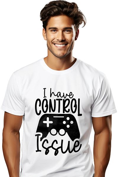 StoryGift Romania Men's T-shirt with a controller and the text "I have control issue" - I have a problem with the STG controller