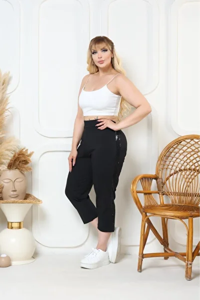 EMEZ Short Model Side Sequined Tight Leg Sweatpants