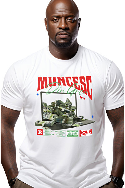 StoryGift Romania Tricou Barbati Muncesc Din Greu Pe Laptop - Teanc De Bani R...