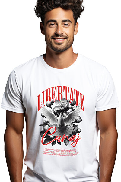 StoryGift Romania Men's T-Shirt Freedom and Courage - Dove, Flowers with prin...