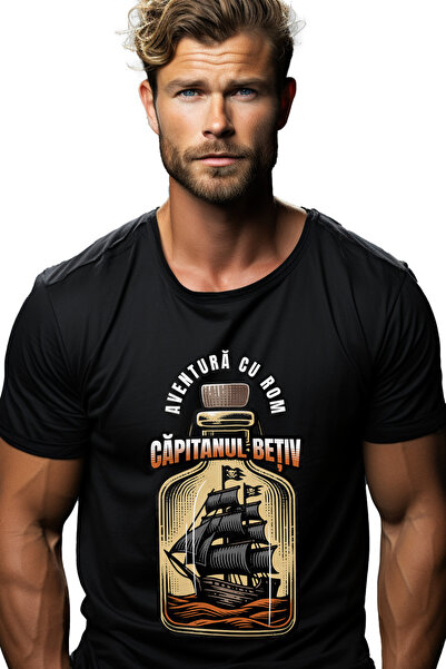 StoryGift Romania Tricou Barbati Aventura Cu Rom, Capitanul Betiv, Alcool Cu ...