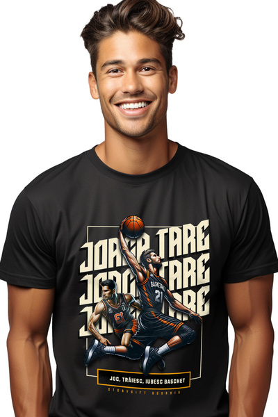 StoryGift Romania Tricou Barbati Jucatori De Baschet Joc Traiesc Iubesc Basch...