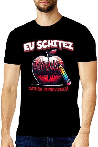 StoryGift Romania Tricou Barbati Mar Ilustratie Oras Arhitect Natura Improviz...