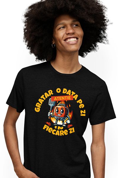 StoryGift Romania Tricou Barbati Iubitorii De Gratar O Dat Ape Zi In Fiecare Zi Cu Imprimeu Pe Fata, 100% Bustg