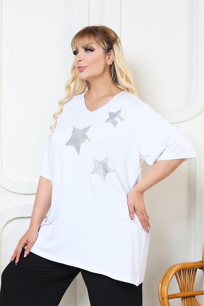 EMEZ T-Shirt with Sequins White Star