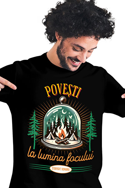 StoryGift Romania Tricou Barbati Foc De Tabara Povesti Aventura Lumina Natura...