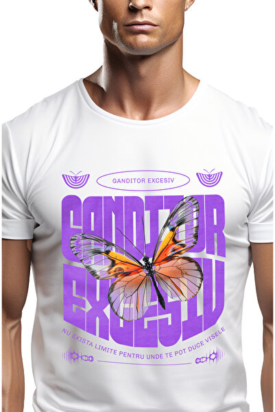 StoryGift Romania Tricou Barbati Fluture - Ganditor Excesiv Cu Imprimeu Pe Fa...