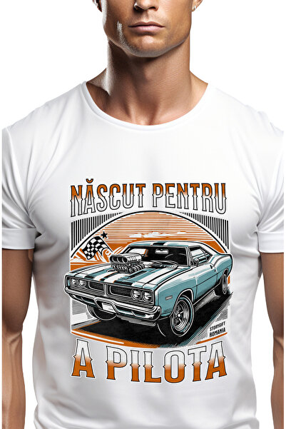StoryGift Romania Tricou Barbati Nascut Pentru A Pilota Masina Curse Vintige ...