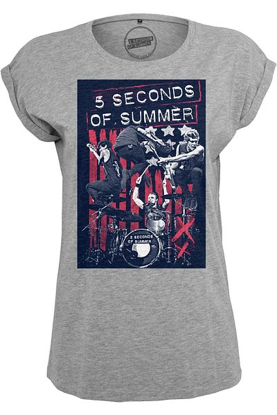 Merchcode Damen Ladies Five Seconds Of Summer Longprint Tee